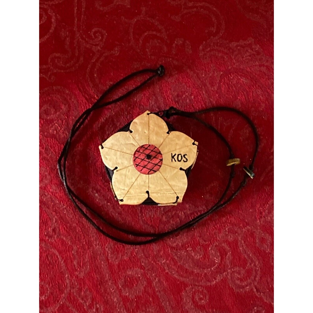 Natural Coconut Shell Flower Small Coin Purse Bag necklace